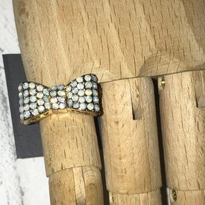 Express Gold Tone Rhinestone Bow Ring Sz 7 NWT